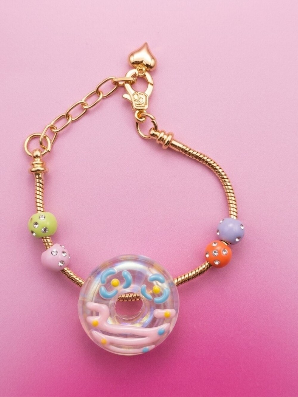 Pastel Donut Charm Bracelet - Women Jewelry - Pink